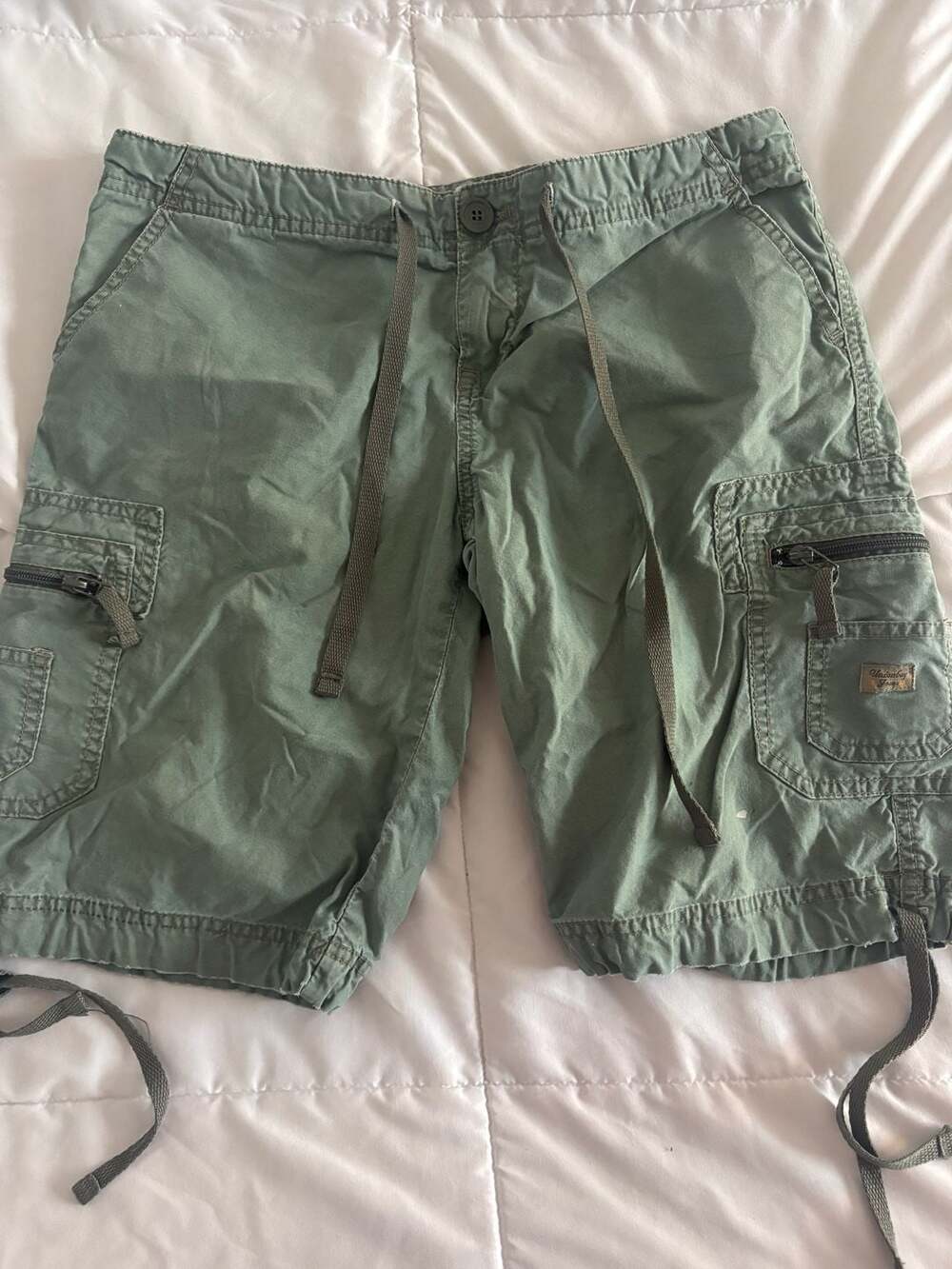 Unionbay Women's Olive Green Cargo Shorts with Drawstring Hem and Pockets
